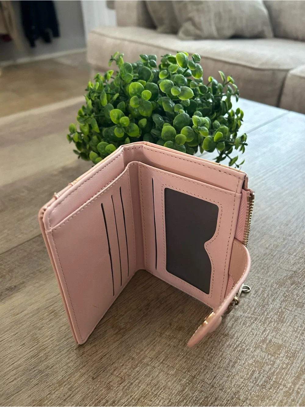 Pink Teddy Print Snap Wallet with Keyring